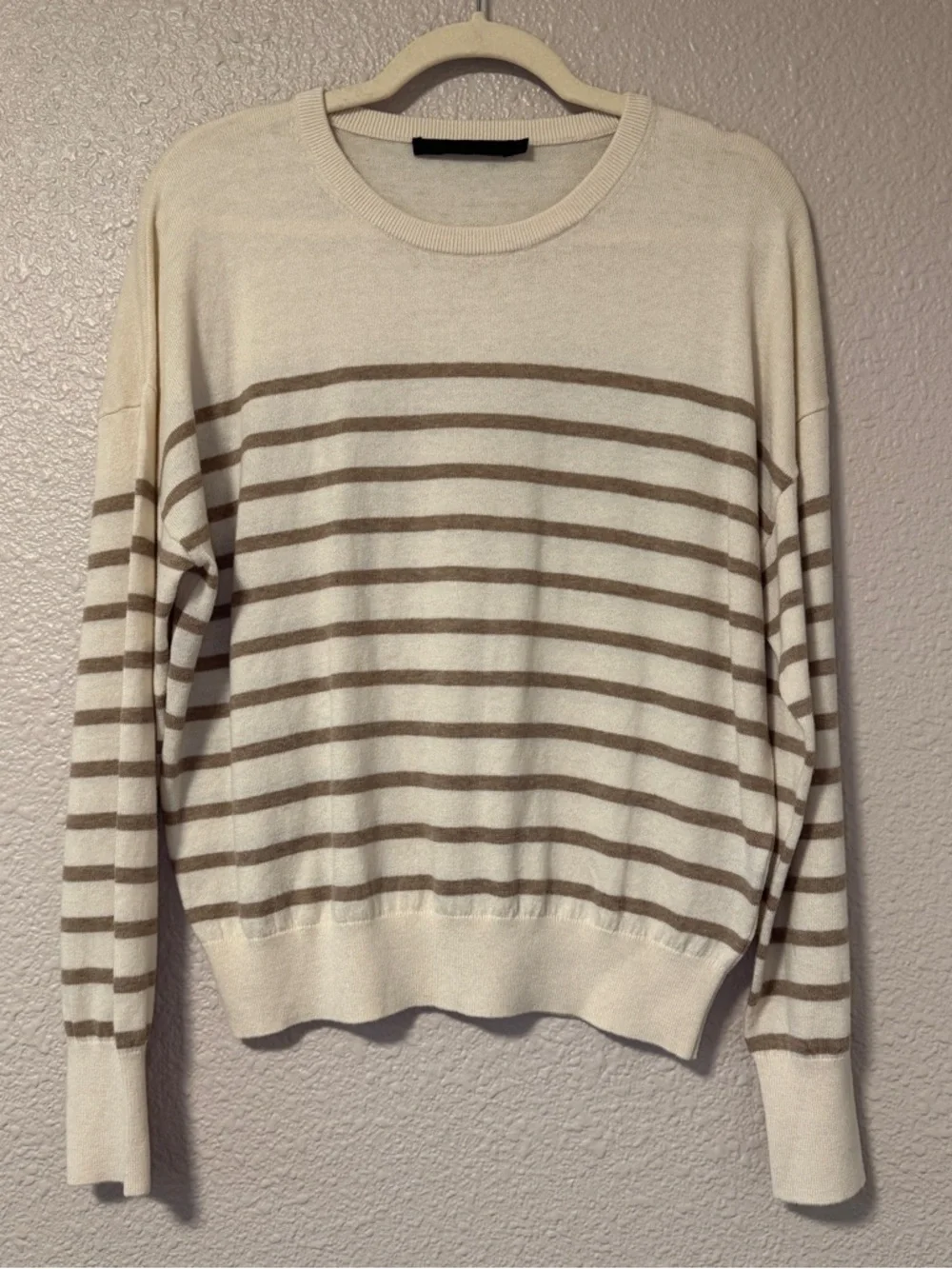 NWOT Jenni Kayne Avery Crewneck Sweater Stripe Cotton Merino Ivory Neutral S - Picture 6 of 10